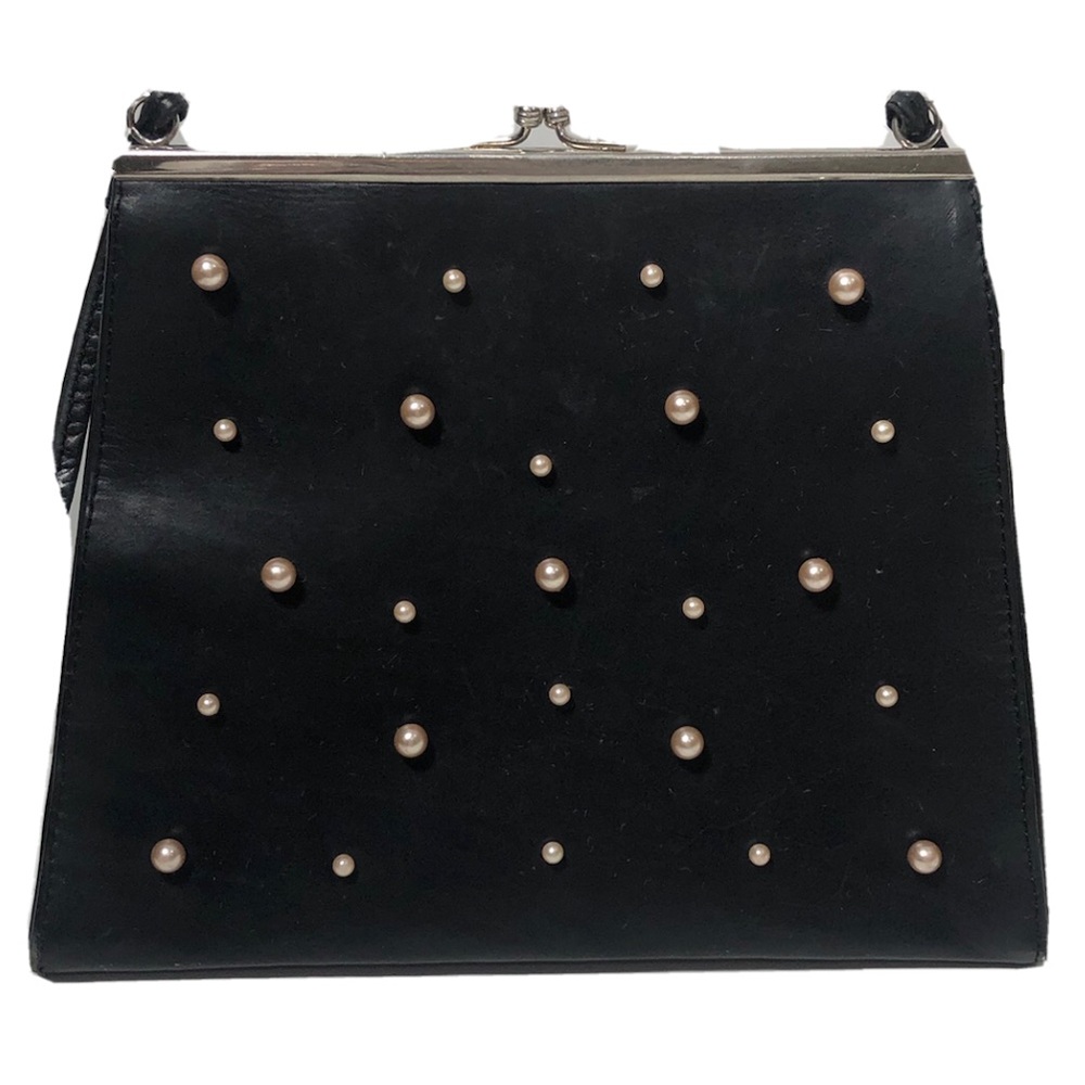 Jenny and the Boys vintage black structured pearl bag.